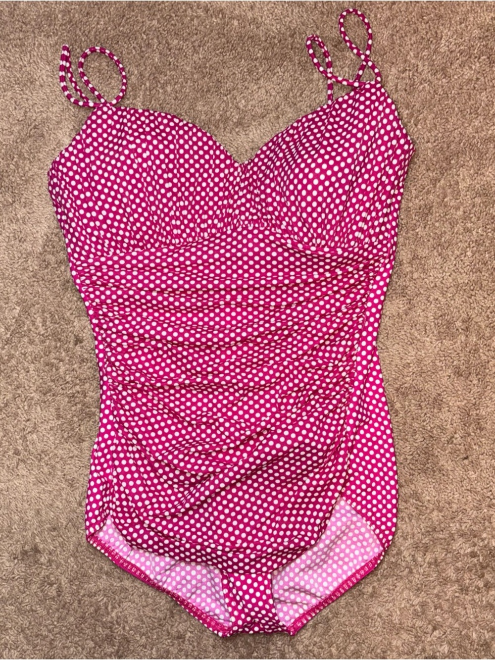 Magicsuit One Piece Swimsuit Size 16 Pink Polka Dot Tummy Control Ruched Slimmin